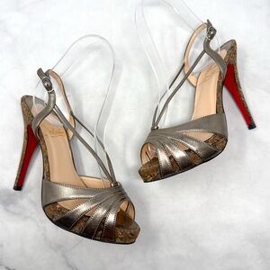 Christian Louboutin Vintage Y2K Activa Leather Cork Strappy Stiletto Heel Sandal